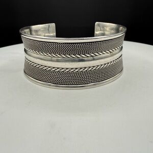 Heavy 925 Sterling Silver Bali Cuff Bracelet